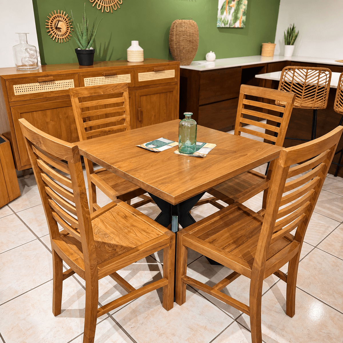 Table de salle à manger carrée pieds métal 80x80x76cm