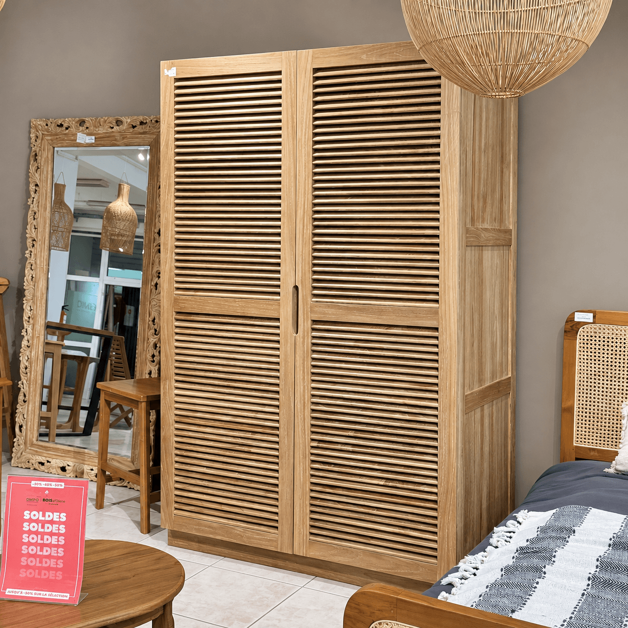 Armoire 2P Krepyak + étagères + penderie - 130x80x210 cm