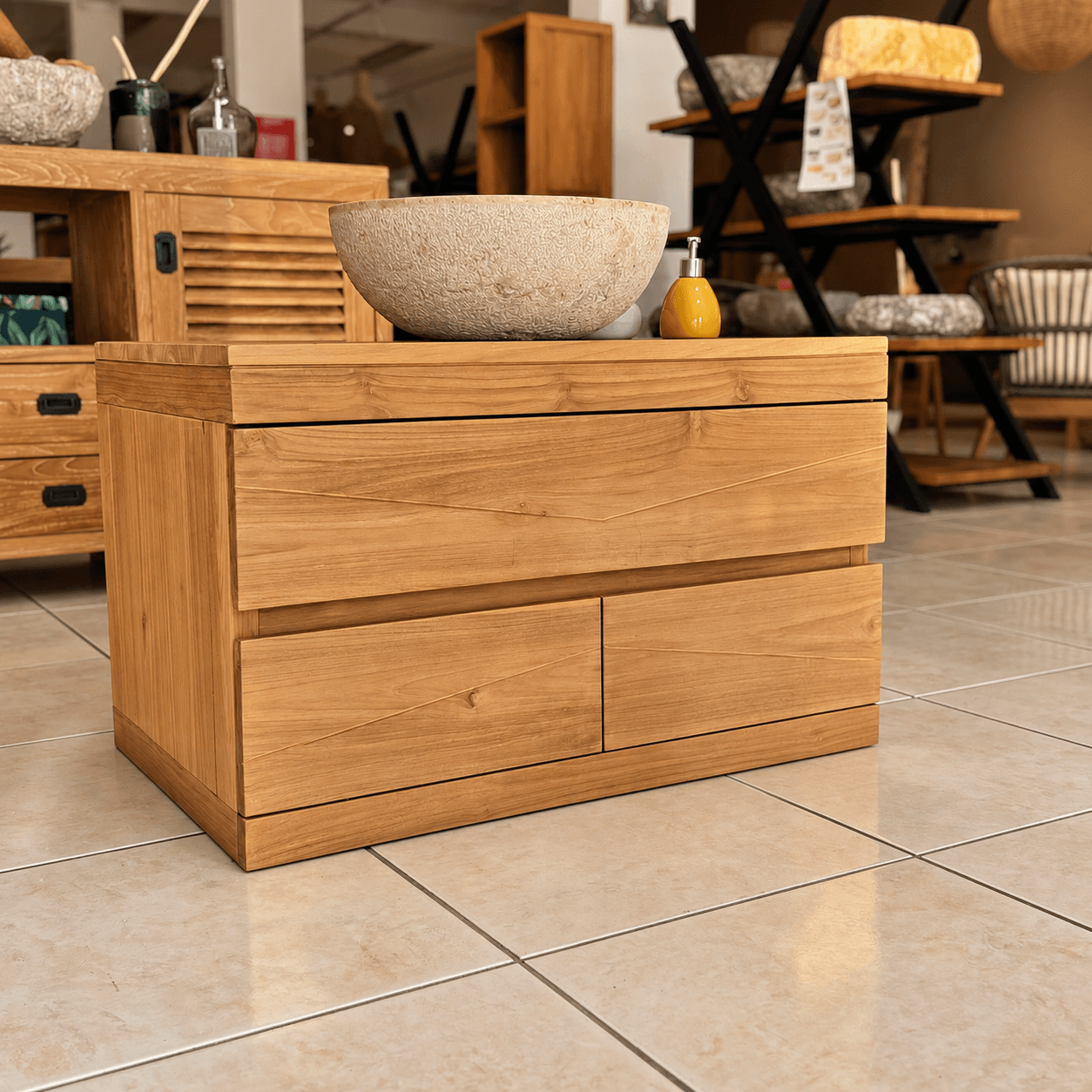 Meuble de salle de bains Zigzag - A suspendre - 3T - 80x50x50 cm