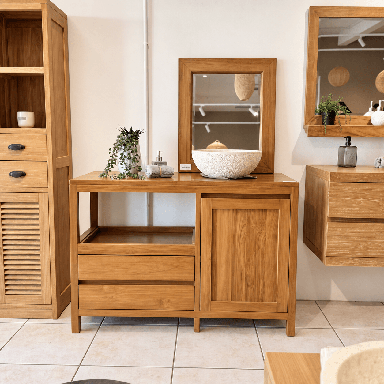 Meuble de salle de bains Prj Minimalis - 1P Block - 2T - Vitre Deco - 120x50x85 cm