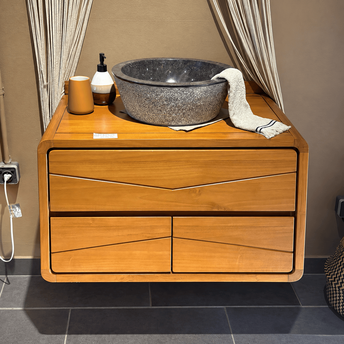 Meuble de salle de bains sherry à suspendre 3T zig zag - 80x50x50 cm